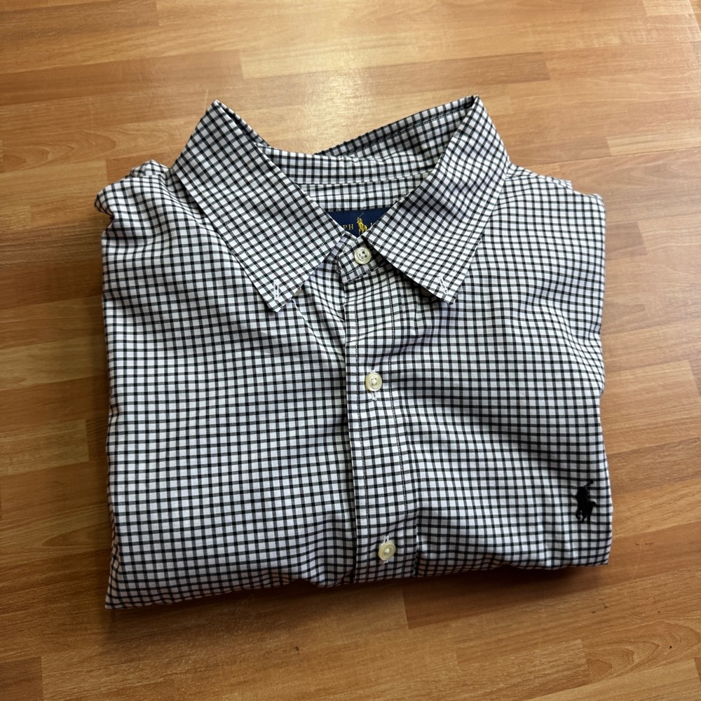 Ralph Lauren black plaid button down dress shirt men's size xxl cotton